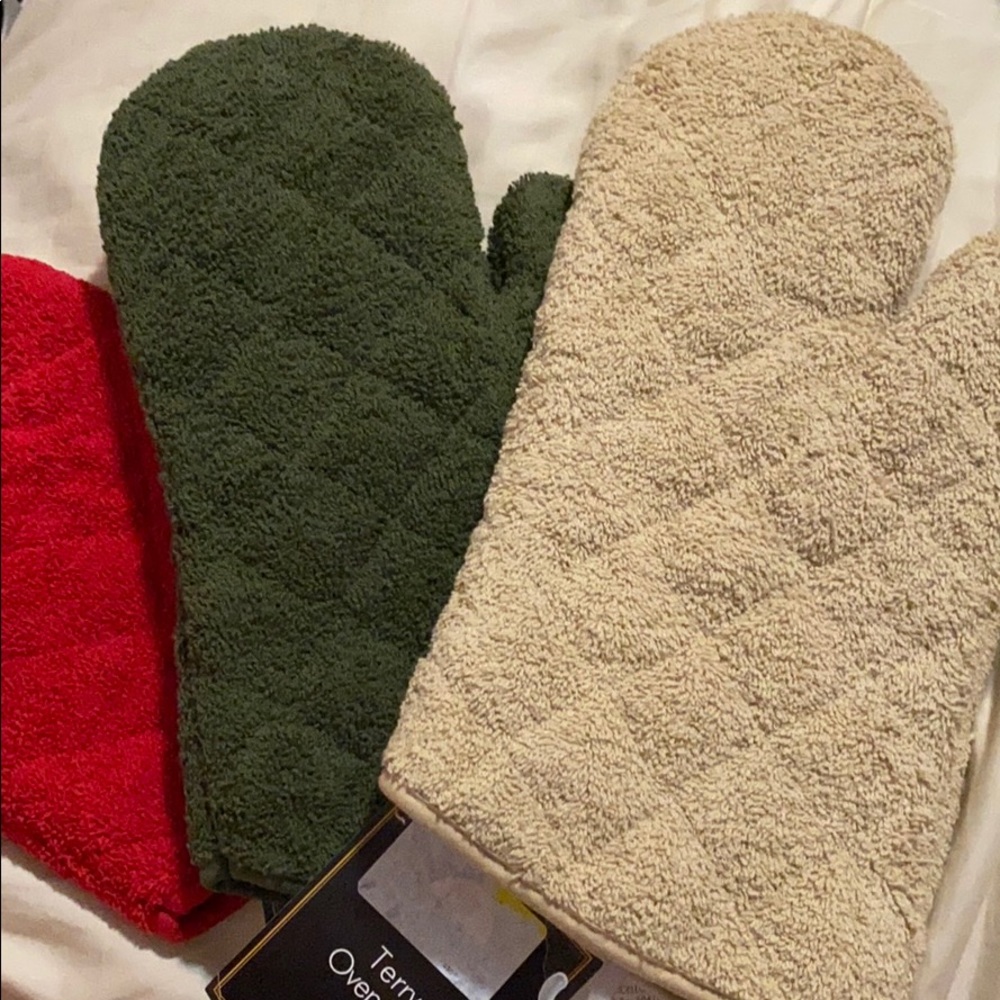 Terry Oven Mitts- Set of 3